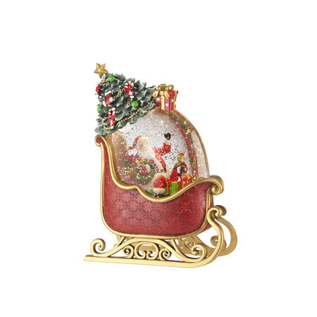 L'Oca Nera - Natale 2025 "Sogni in volo" Boule de neige Slitta Babbo Natale musica, led, movimento continio e timer