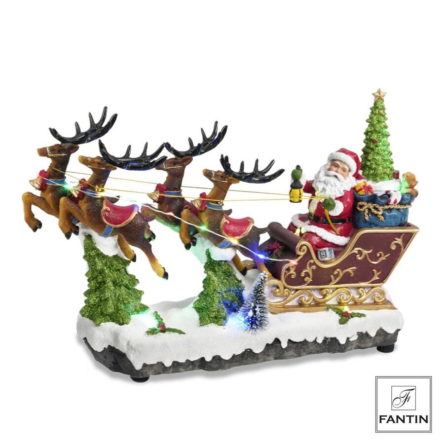 Fantin Argenti - Natale 2025 Slitta Babbo Natale con luci, led, musica e movimento