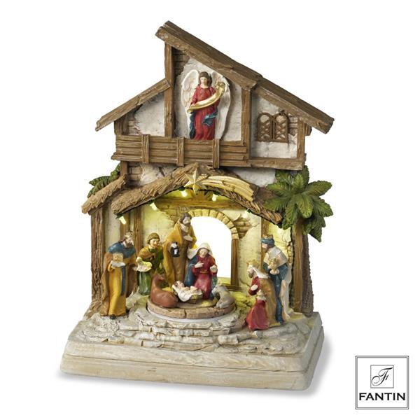 Fantin Argenti - Natale 2025 Presepe Re Magi e Angelo con luci, led, musica e movimento