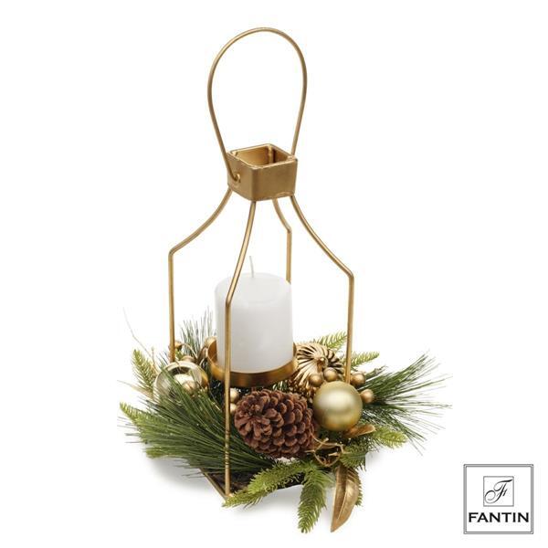 Fantin Argenti - Natale 2025 Lanterna con decorazioni porta candela oro