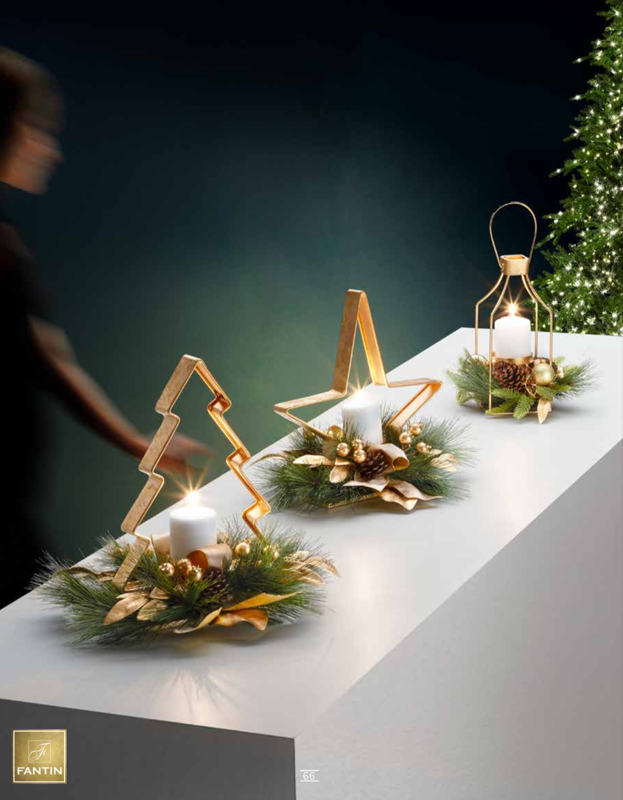 Fantin Argenti - Natale 2025 Lanterna con decorazioni porta candela oro