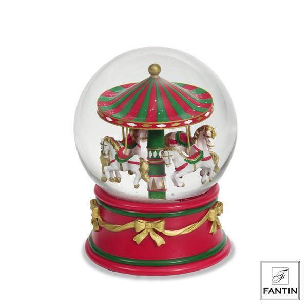 Fantin Argenti - Natale 2025 - Boule de Neige con luci, led e musica giostra cavalli