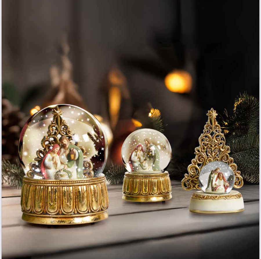 Fantin Argenti - Natale 2025 - Boule de Neige Carillon Sacra Famiglia oro h20
