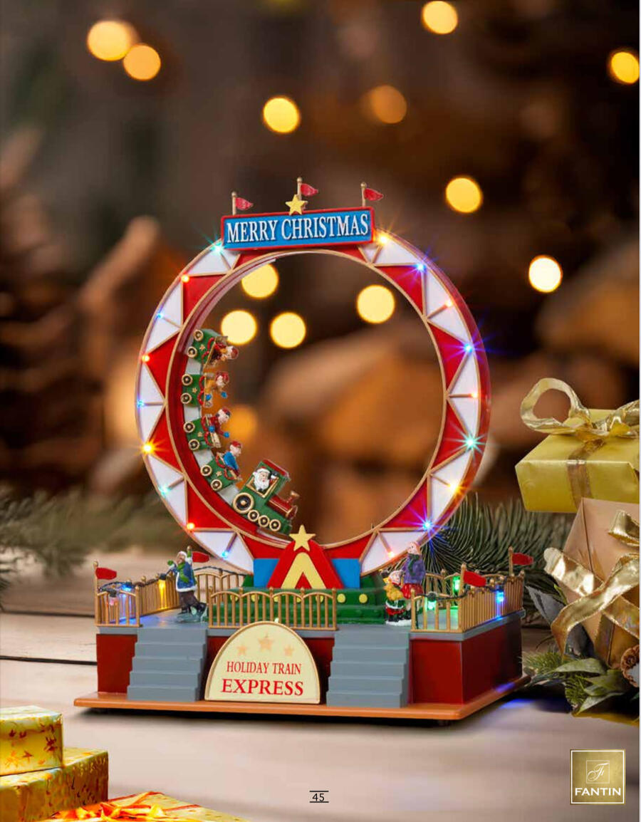 Fantin Argenti - Natale 2025 Giostra Giostra Roller Coaster con luci, led, musica e movimento
