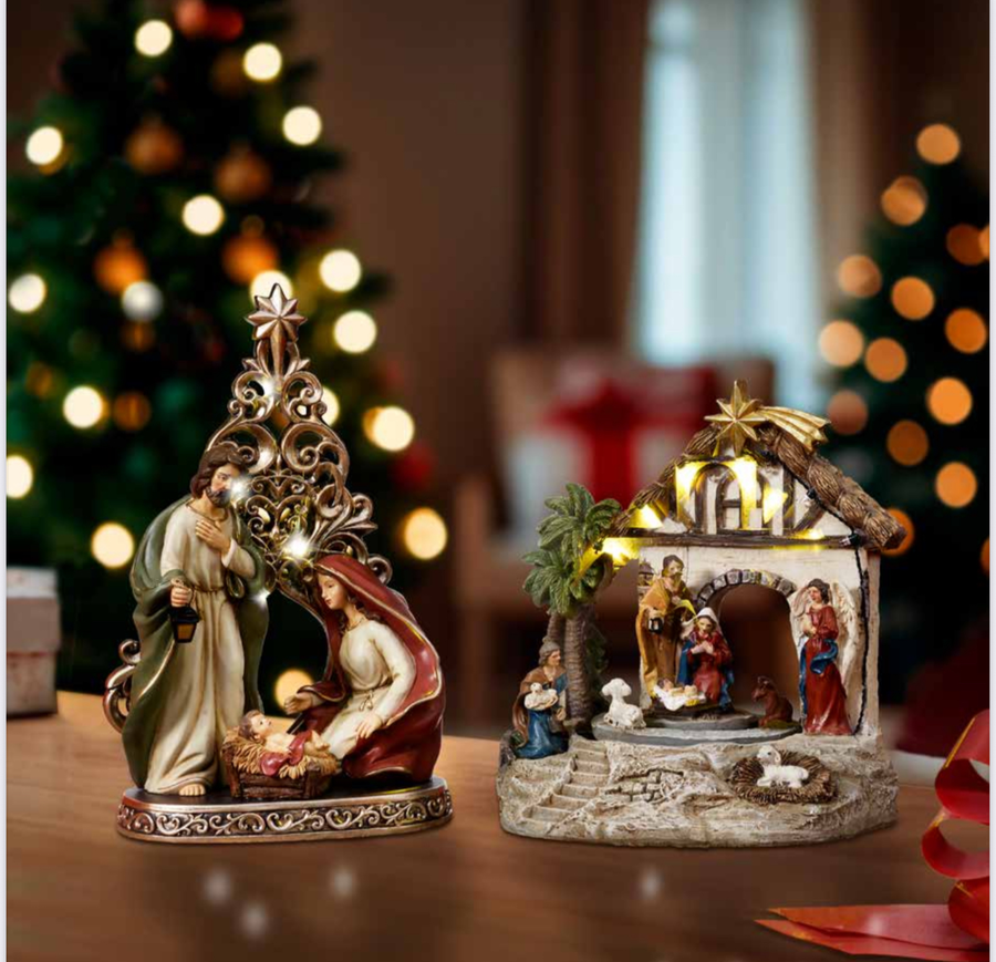 Fantin Argenti - Natale 2025 Sacra Famiglia con albero luci led 