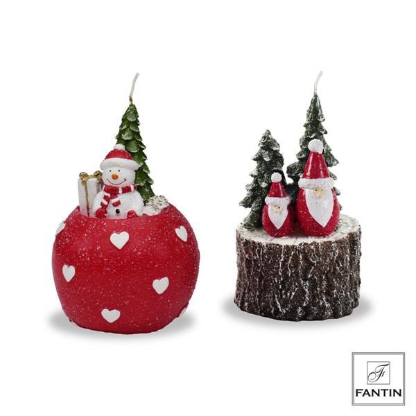 Fantin Argenti - Natale 2025 - Set 4 Candele 2 Pupazzi Neve +2  Babbi Natale 