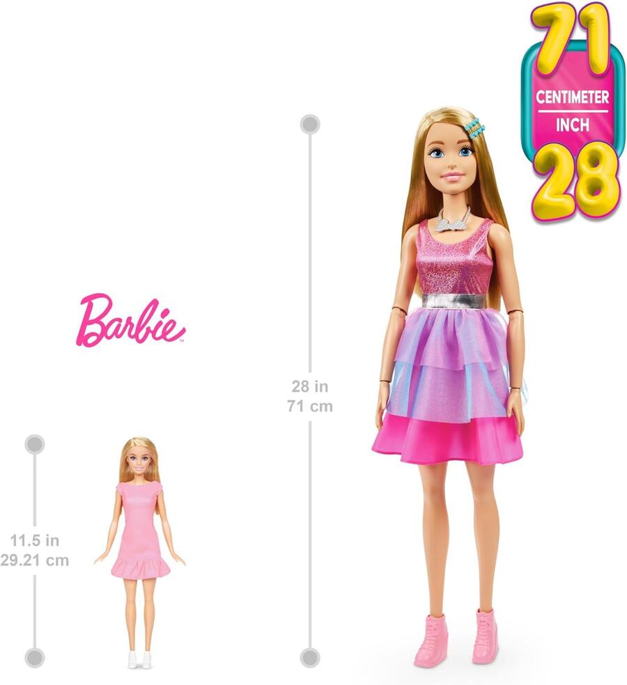 Barbie Bambola grande alta 71cm con abito scintillante - Mattel - HJY02 - 3+