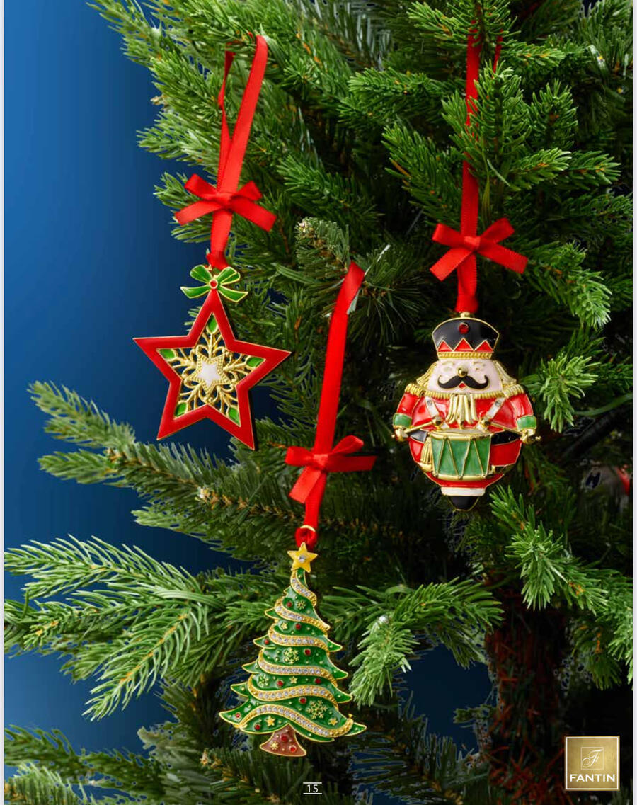 Fantin Argenti - Natale 2025 - Collezione Mix Green Red Gold Strass Addobbo Slitta Albero