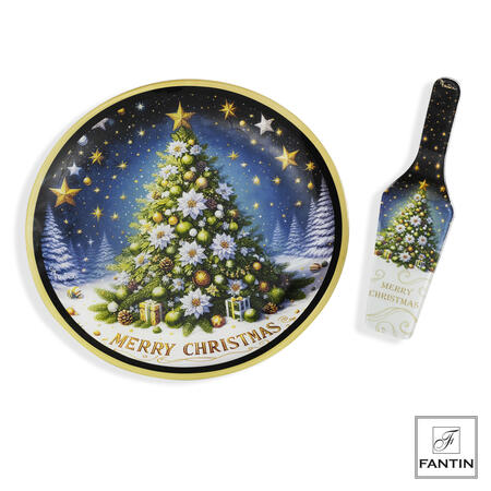 Fantin Argenti - Natale 2025 - Set Piatto panettone con pala torta Decoro 1