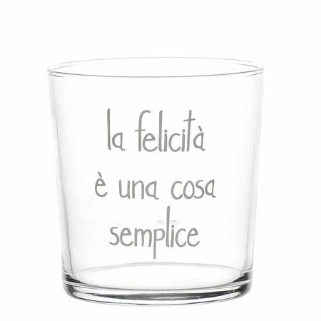 Simply Day - Set 6 Bicchieri acqua "La Felicità è una cosa semplice"