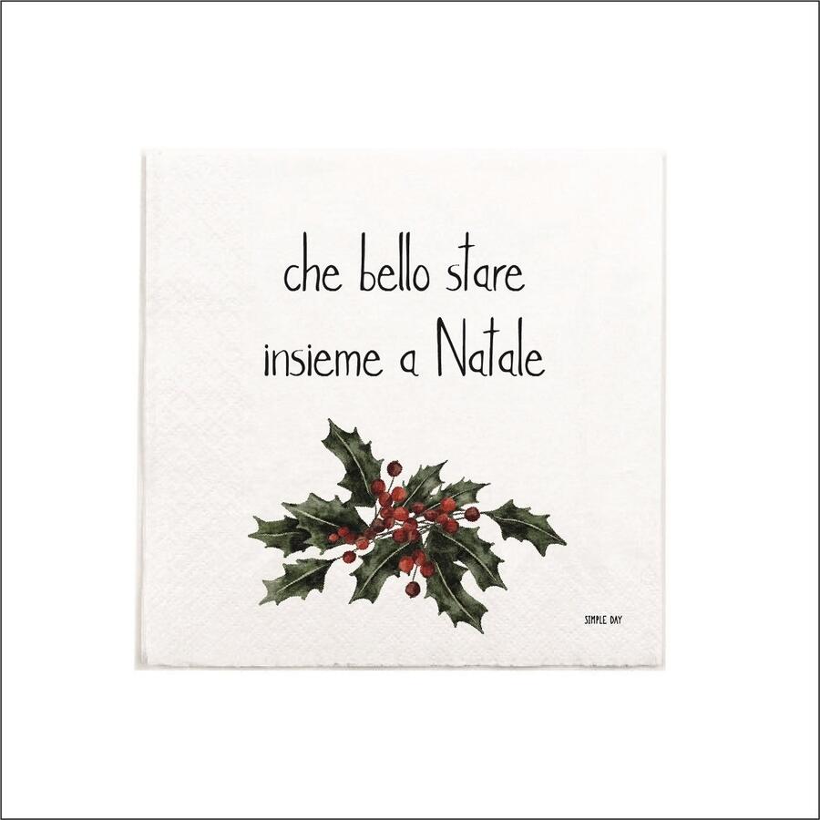Simply Day - Natale 2025 - Set 20 tovaglioli di carta "Che bello stare insieme a Natale" 