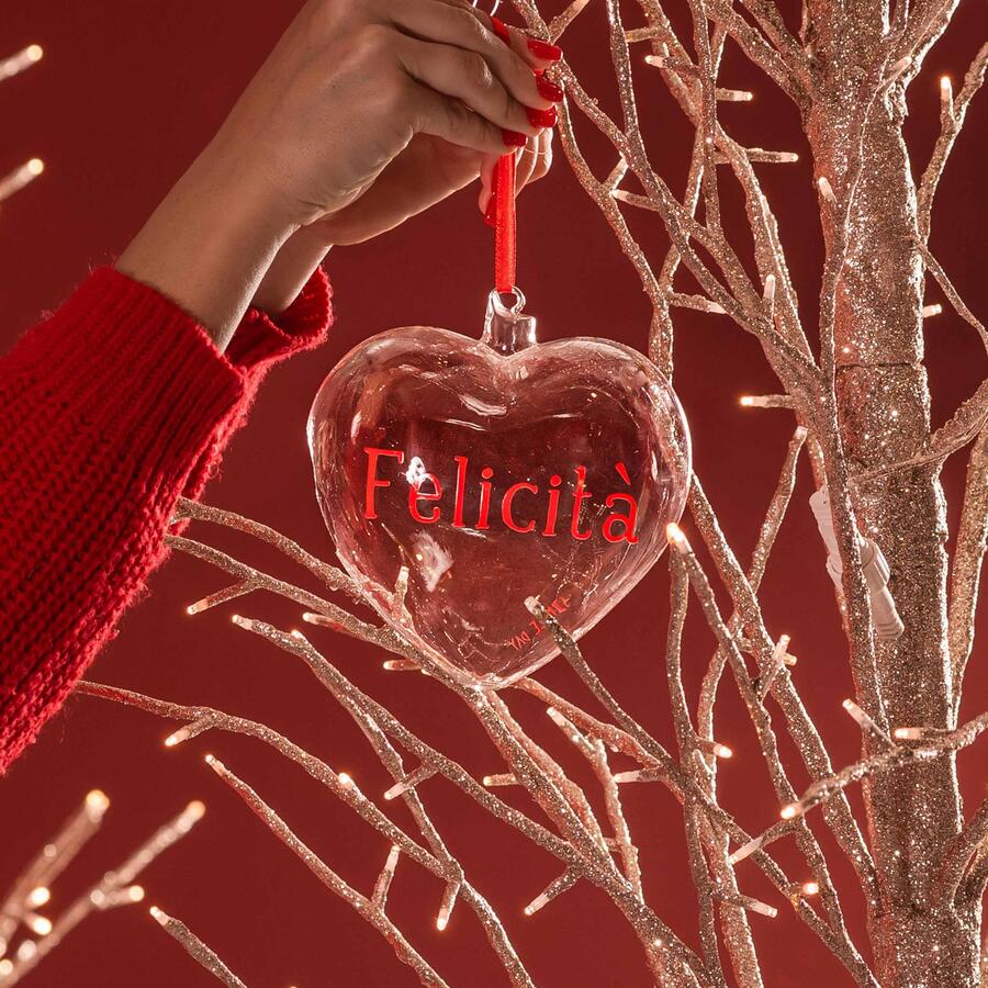 Simply Day - Natale 2025 - Pallina cuore Felicità - 15 cm