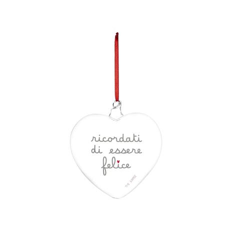 Simply Day - Natale 2025 - Pallina cuore Ricordati di essere Felice - 15 cm