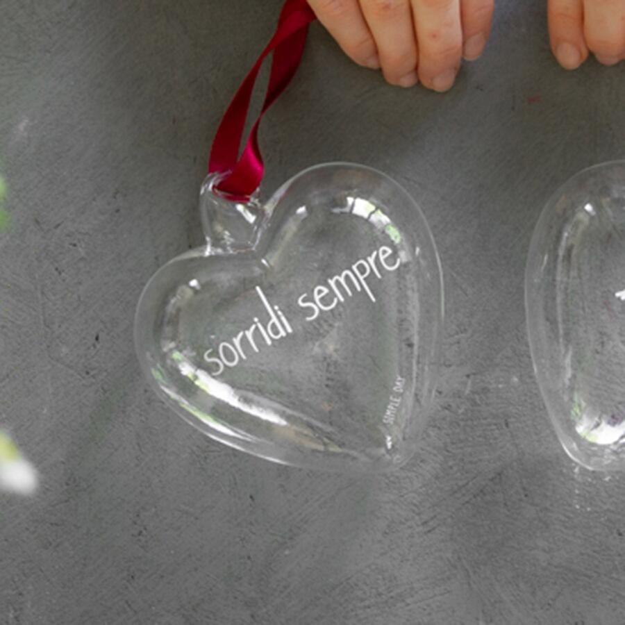 Simply Day - Natale 2025 - Pallina cuore Sorridi sempre - 11 cm