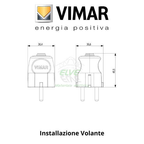 VIMAR - 00231 Spina assiale 2P+T 16A schuko nero