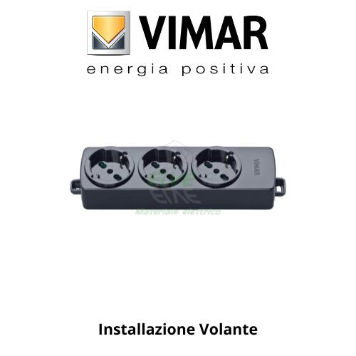 VIMAR - 01287.NC Presa multipla senza cavo 3 universali nero