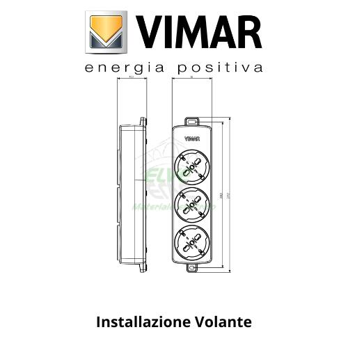 VIMAR - 01287.NC Presa multipla senza cavo 3 universali nero