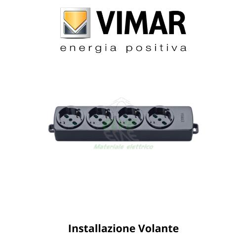 VIMAR - 01291.NC Presa multipla senza cavo 4 universali nero
