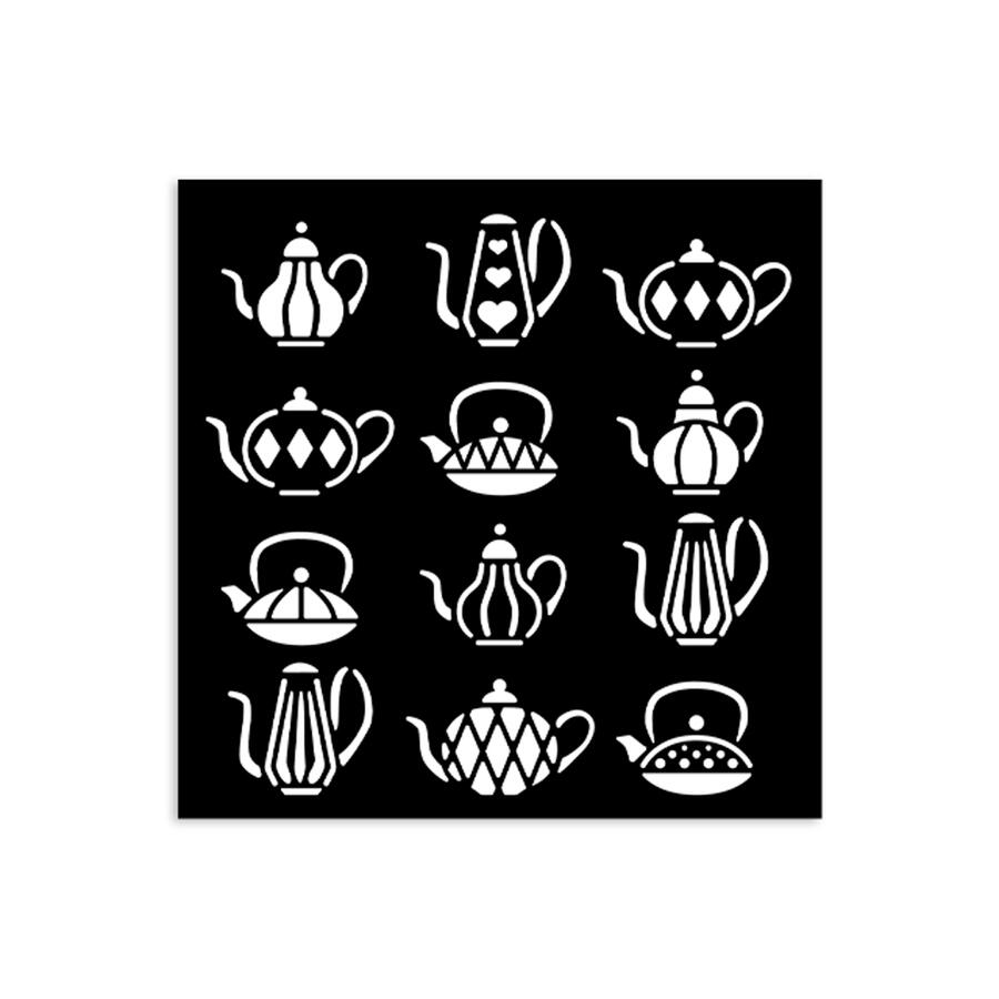 Stencil spesso 12 x 12 Alice in Christmas Teiere