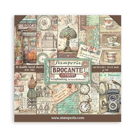 Blocco 10 fogli 30,5 x 30,5 Double Face "Brocante Antiques"
