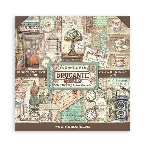Blocco 10 fogli 30,5 x 30,5 Double Face "Brocante Antiques"