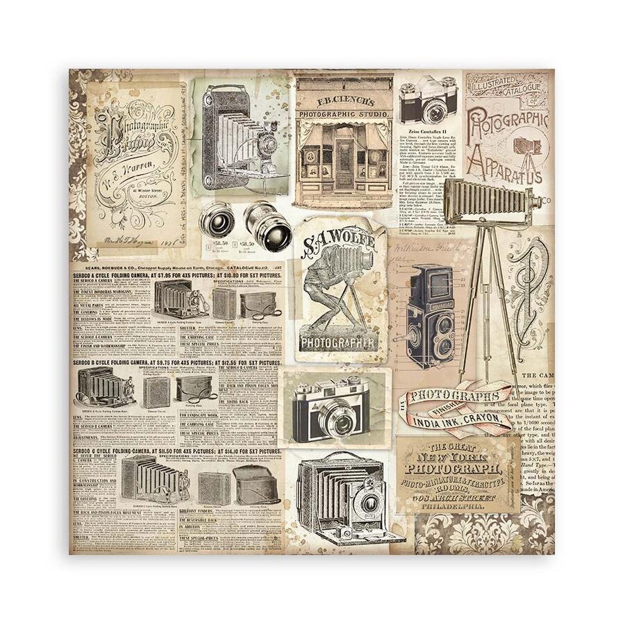 Blocco 10 fogli 30,5 x 30,5 Double Face "Brocante Antiques"