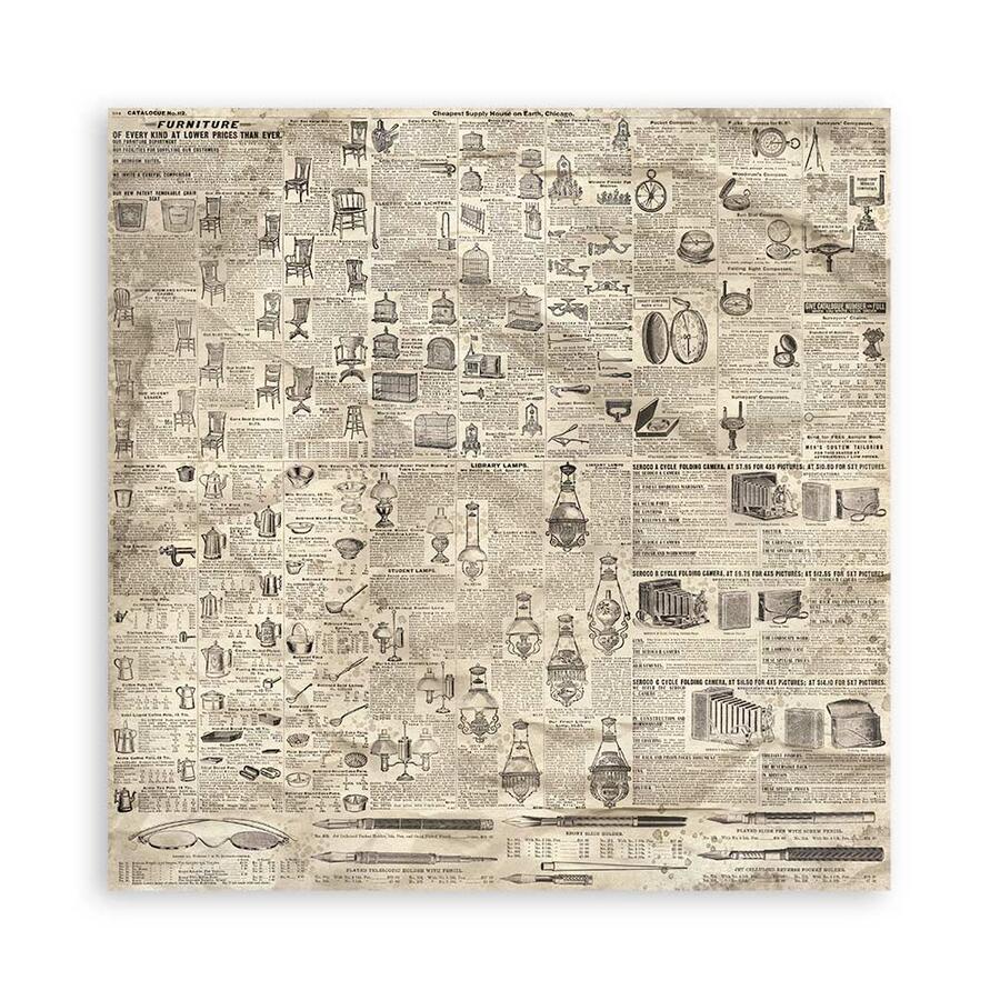 Blocco 10 fogli 30,5 x 30,5 Double Face "Background Brocante Antiques"