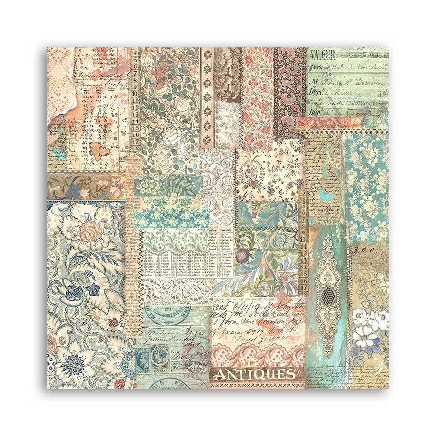 Blocco 10 fogli 20,3 x 20,3 Double Face "Background Brocante Antiques"