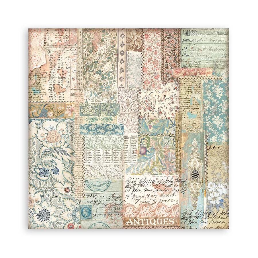 Blocco 10 fogli 20,3 x 20,3 Double Face "Brocante Antiques"