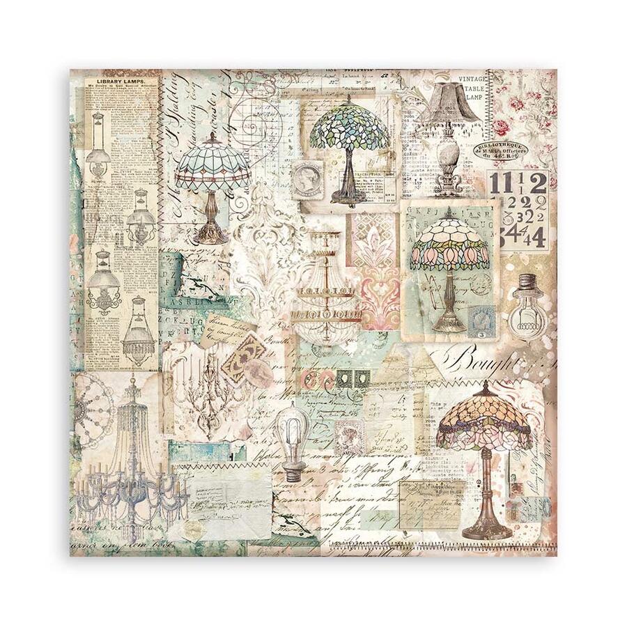 Blocco 10 fogli 20,3 x 20,3 Double Face "Brocante Antiques"
