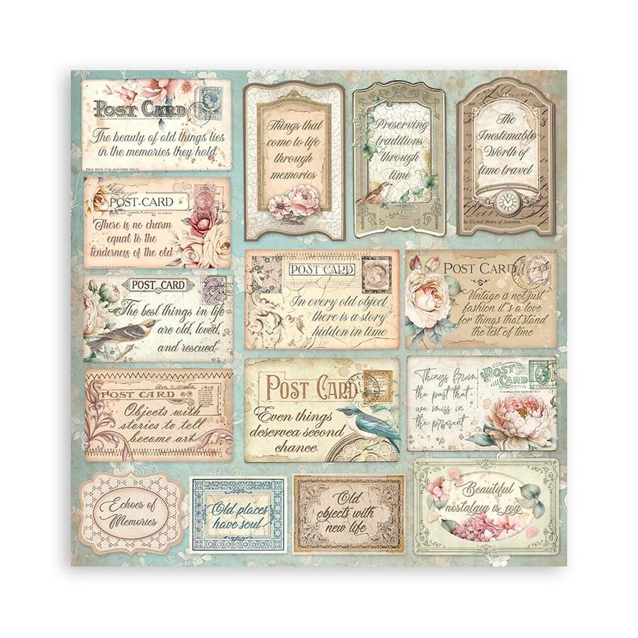 Blocco 22 fogli 20,3 x 20,3 Single Face "Brocante Antiques"