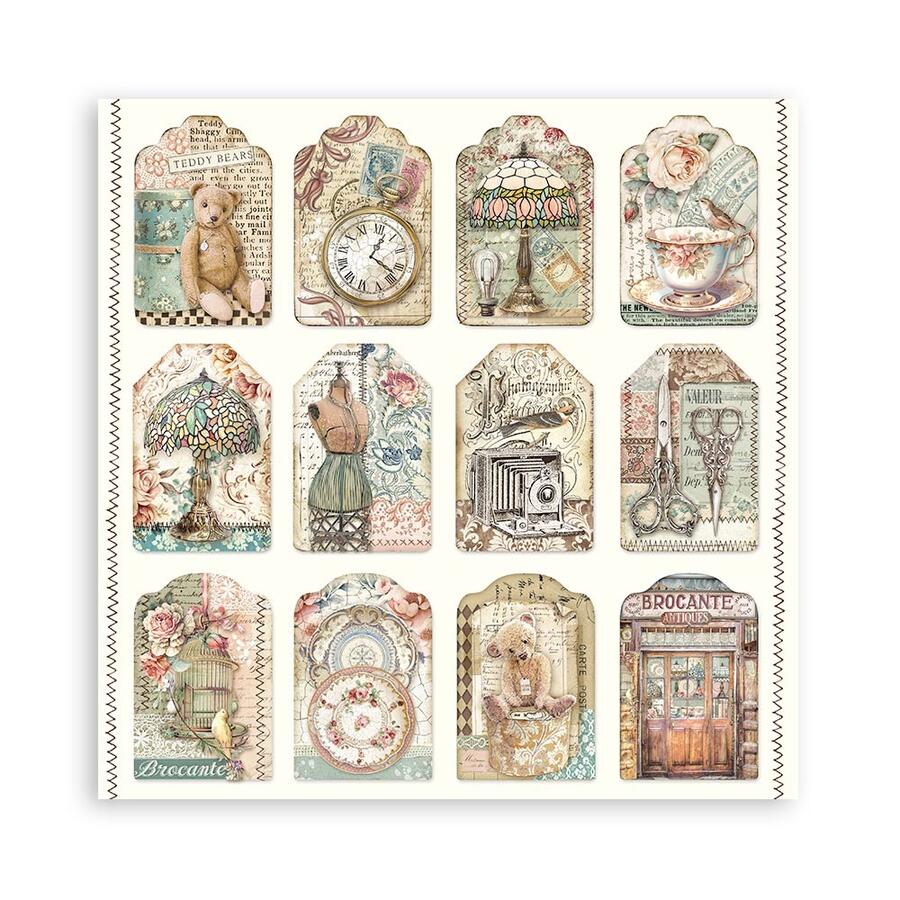 Blocco 22 fogli 30,5 x 30,5 Single Face "Brocante Antiques"