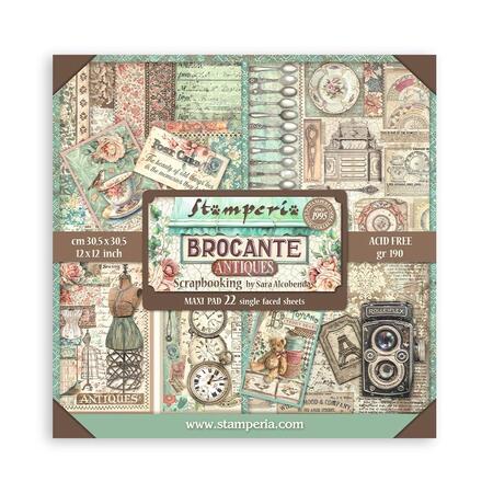 Blocco 22 fogli 30,5 x 30,5 Single Face "Brocante Antiques"