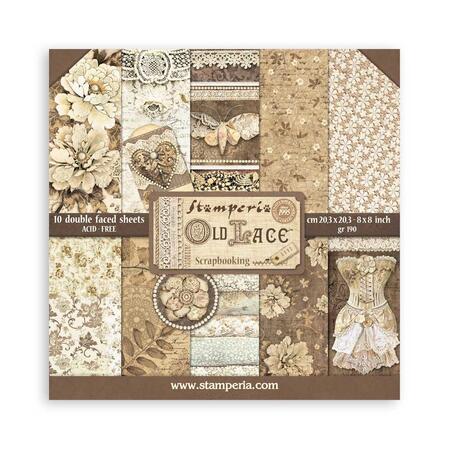 Blocco 10 fogli 20,3 x 20,3 Double Face " OldLace"