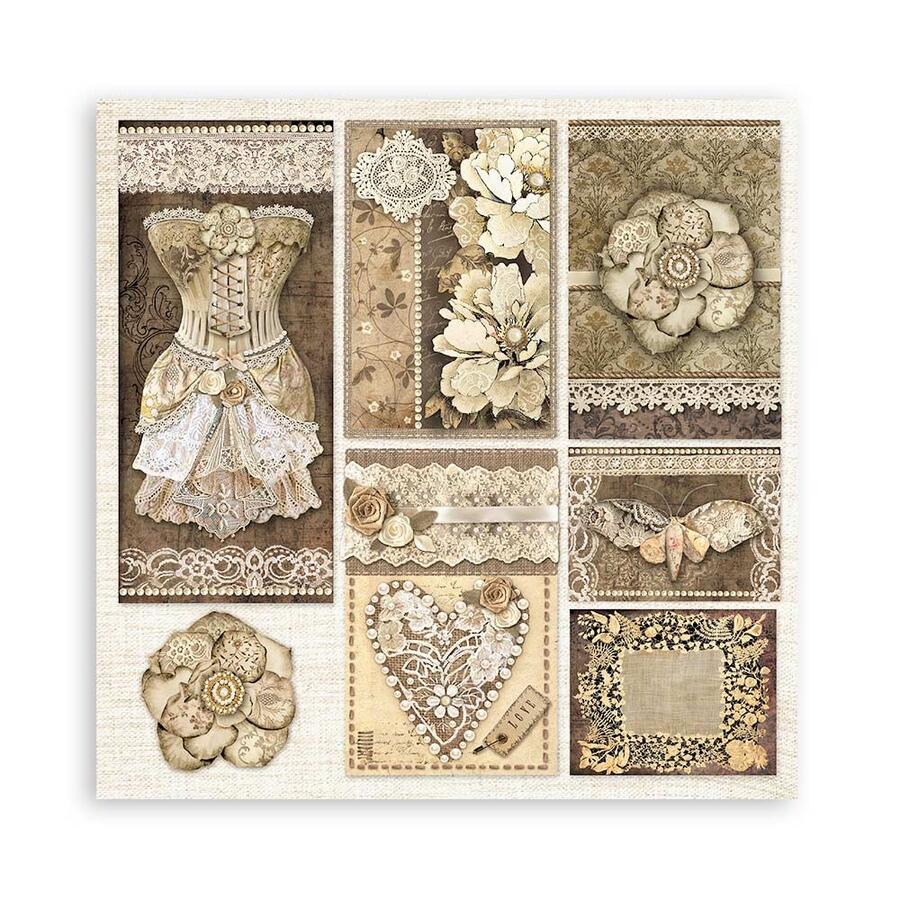 Blocco 10 fogli 20,3 x 20,3 Double Face " OldLace"