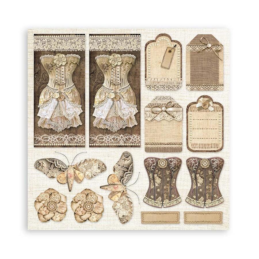 Blocco 10 fogli 20,3 x 20,3 Double Face " OldLace"