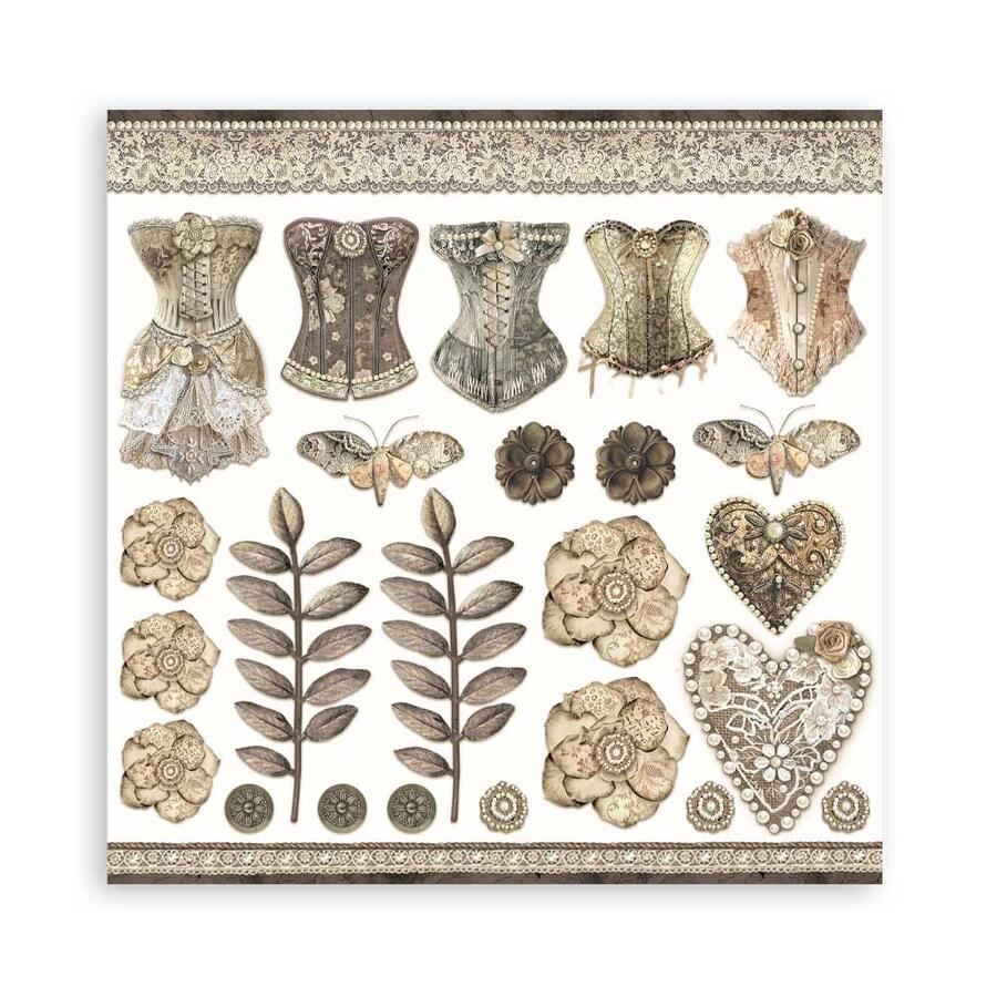 Blocco 10 fogli 30,5 x 30,5 Double Face " OldLace"