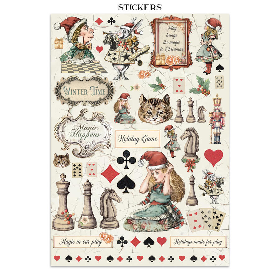 Junk Journal Stickers, cut-outs, backgrounds "Alice in Christmas"