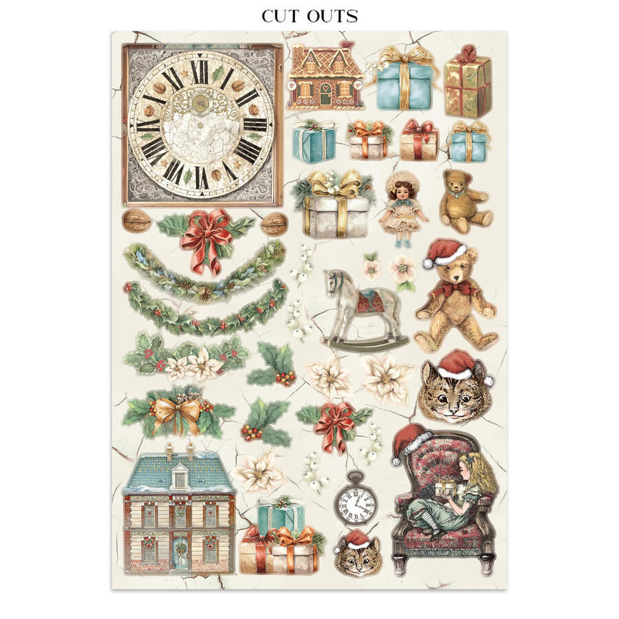 Junk Journal Stickers, cut-outs, backgrounds "Alice in Christmas"