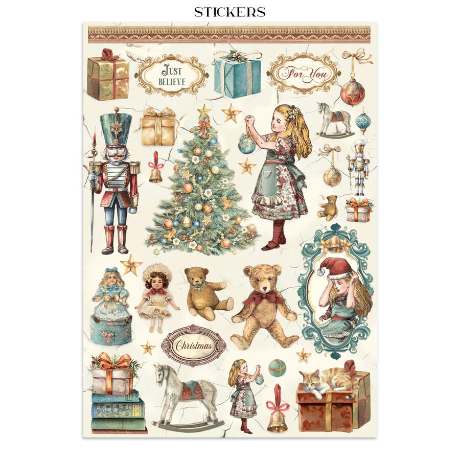 Junk Journal Stickers, cut-outs, backgrounds "Alice in Christmas"