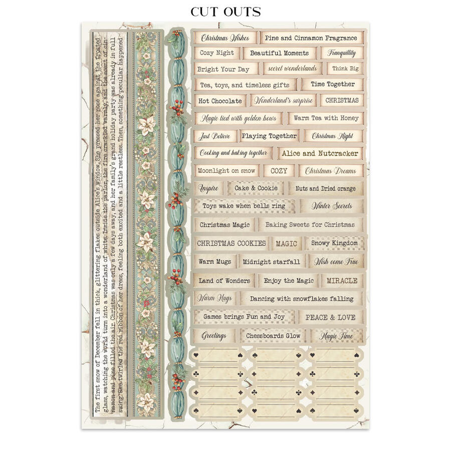 Junk Journal Stickers, cut-outs, backgrounds "Alice in Christmas"