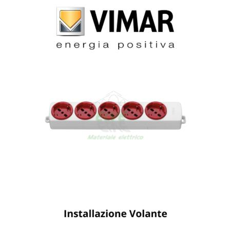 VIMAR - 01293.NC.R Presa multipla senza cavo 5 universali rosso