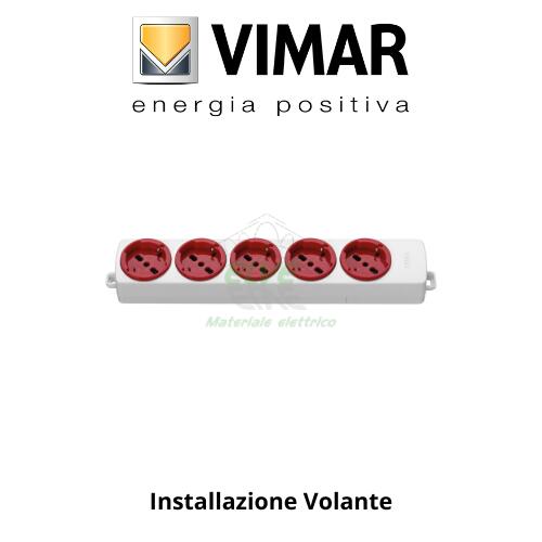 VIMAR - 01293.NC.R Presa multipla senza cavo 5 universali rosso