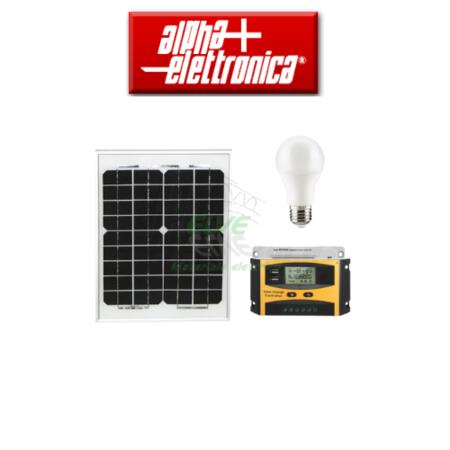ALPHA ELETTRONICA - KIT15-SB Kit fotovoltaico 15W - 12V - con regolatore e lampade led - Senza batteria