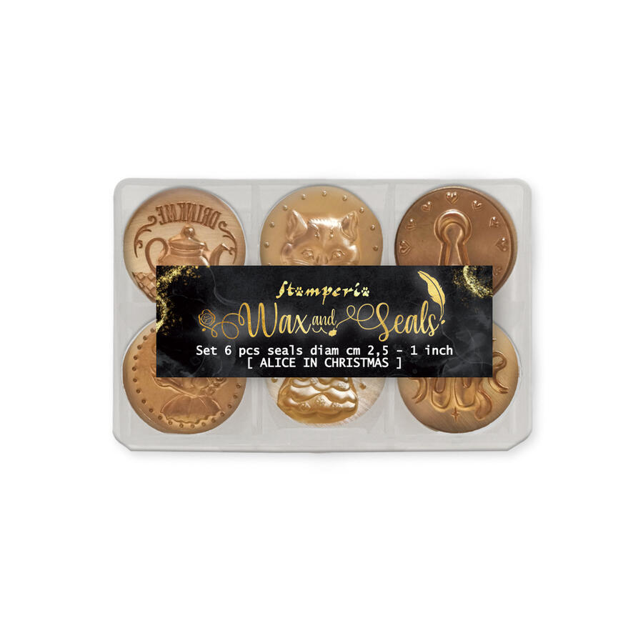 Set di 6 sigilli cm 2,5 Alice in Christmas