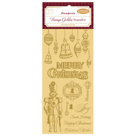 Vintage Golden Transfer Merry Christmas