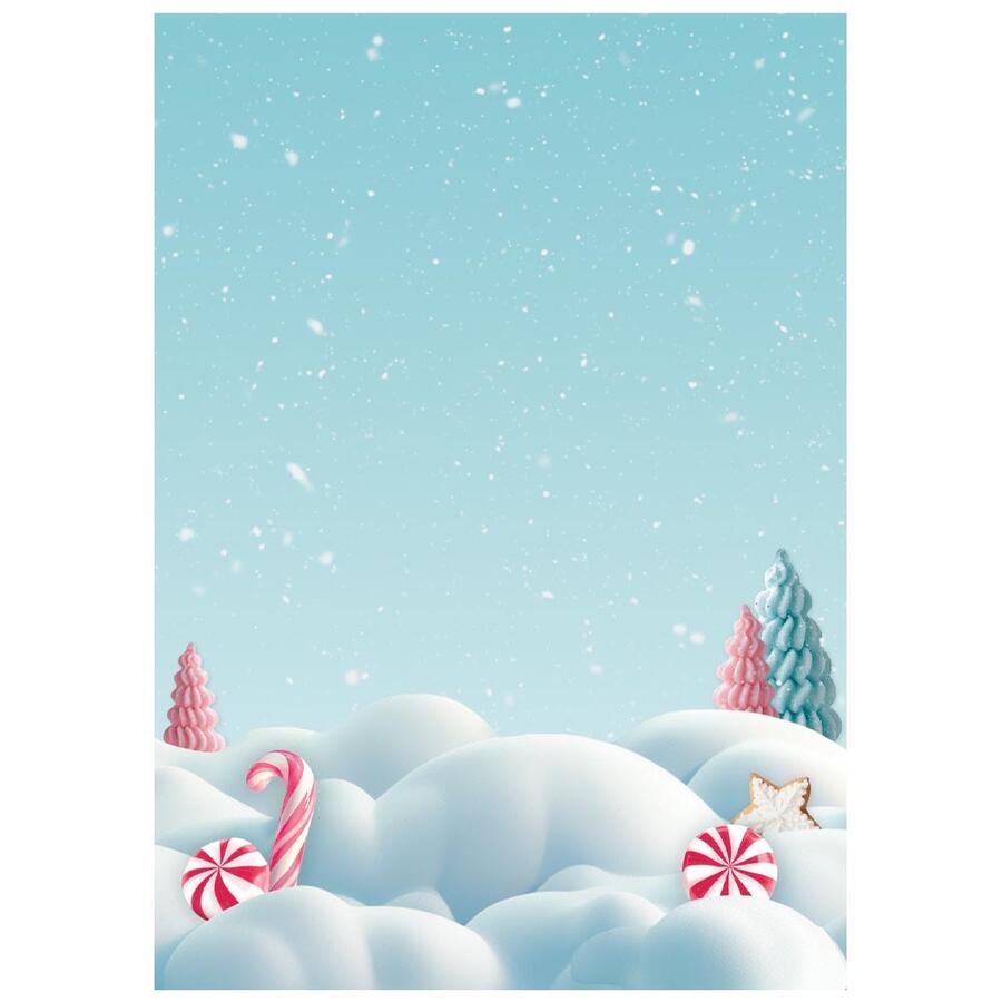 Selezione 8 carte di riso foto A6 Backgrounds Candy Christmas
