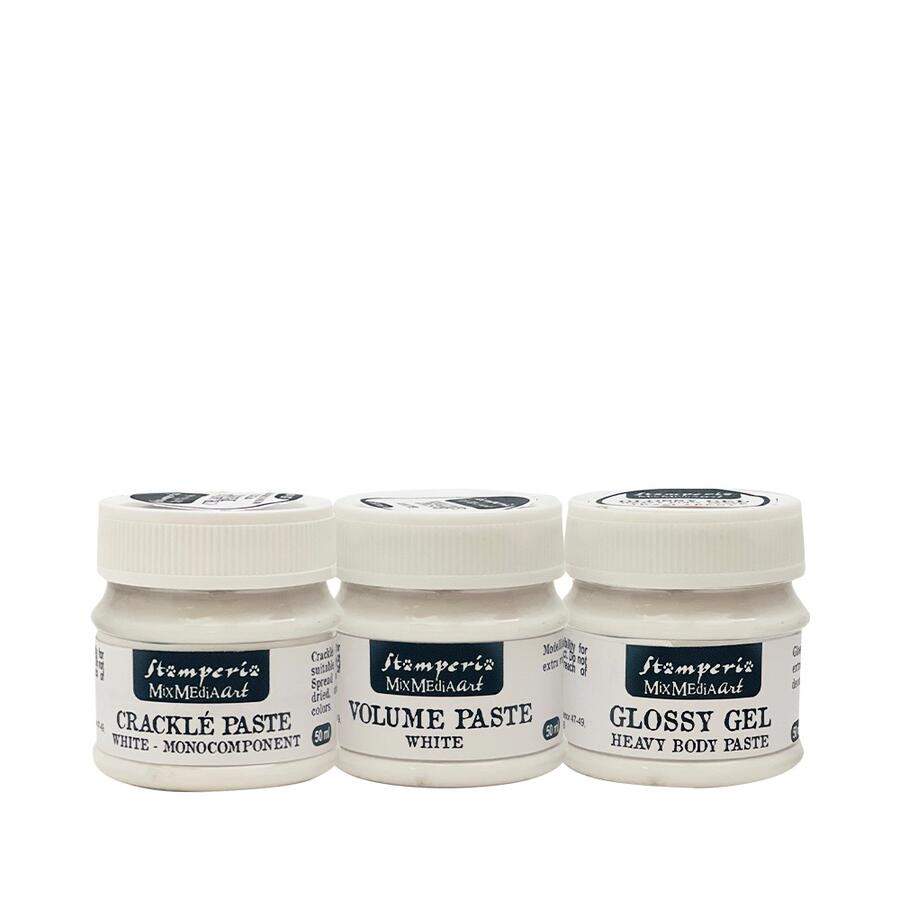Selezione mixed media pasteVolume, Glossy, Crackle 50 ml