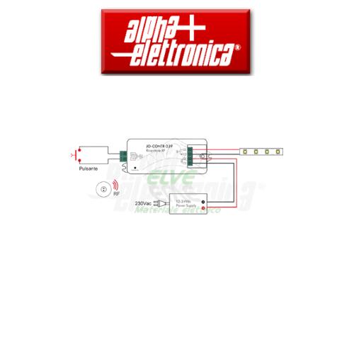 ALPHA ELETTRONICA - Kit dimmer per strip led monocolore con radiocomando rf e ingresso pulsante
