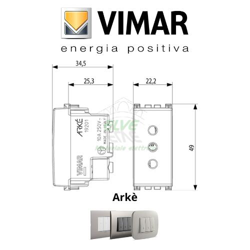 VIMAR - 19201 ARKE' Presa 2P+T 10A P11 grigio